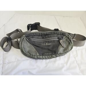 L.L. Bean Trail 125 Waist Pack Fanny Gray Army Green Belt Bag Hiking Outdoor